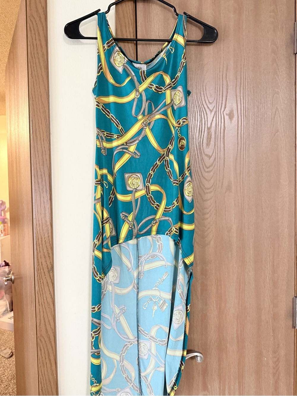 Teal Chain-Print High-Low Camisole - Unbranded